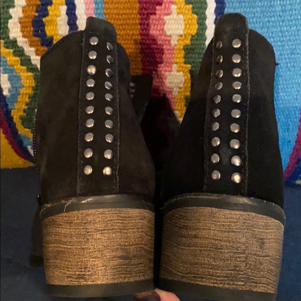 Black suede studded ankle boots